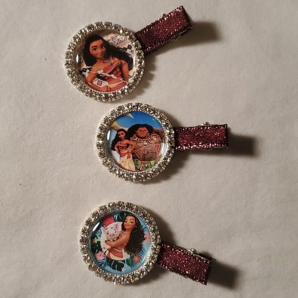 NEW DISNEY'S PRINCESS MOANA SPARKLY CLIPPY TRIO - Picture 1 of 1